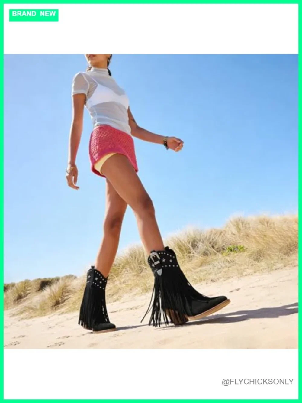 Layered Fringe Ankle Boots Pointed Toe Chunky Heel Suede Pull On